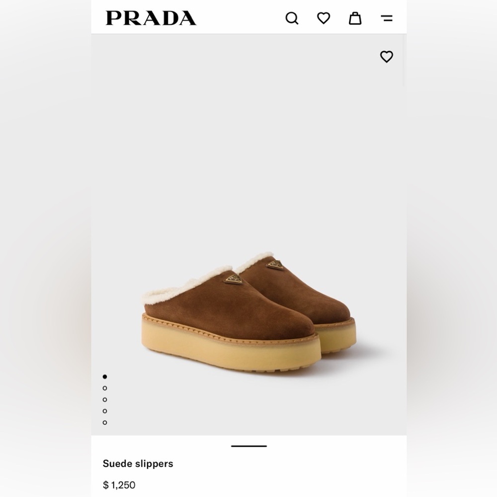 PRADA Suede Shearling Cozy Platform Mules 38